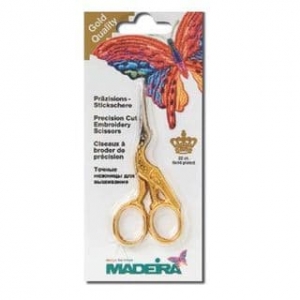 Madeira Embroidery scissors straight stork   Colour Gold